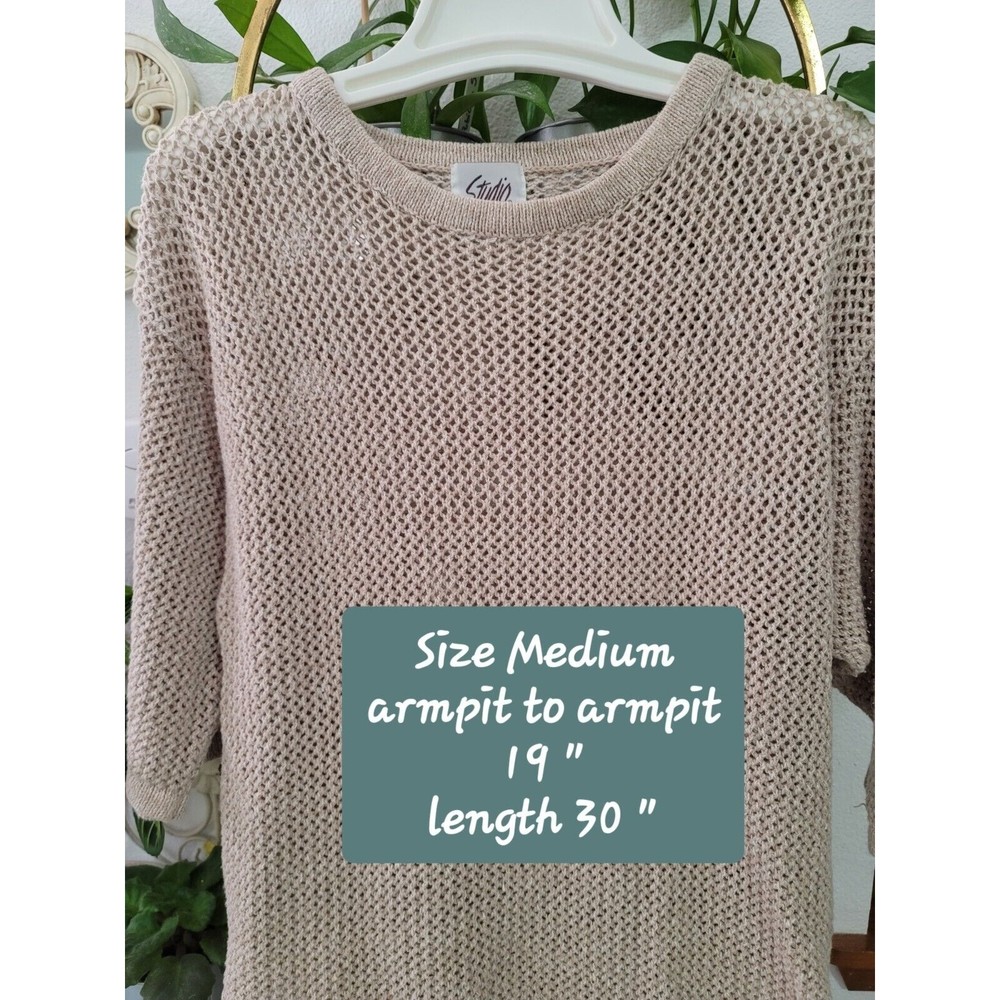 Vintage Studio C Oversized Open Knit Cotton Sweater Size M Beachy - Picture 10 of 10